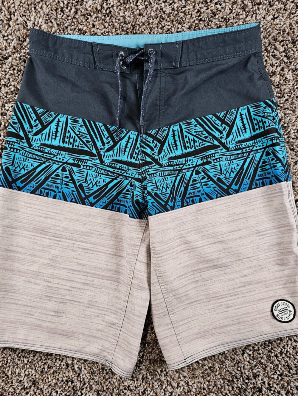 Ron Jon Surf Shop Shorts Mens Size 27 Geometric Pattern Board Swim Trunks